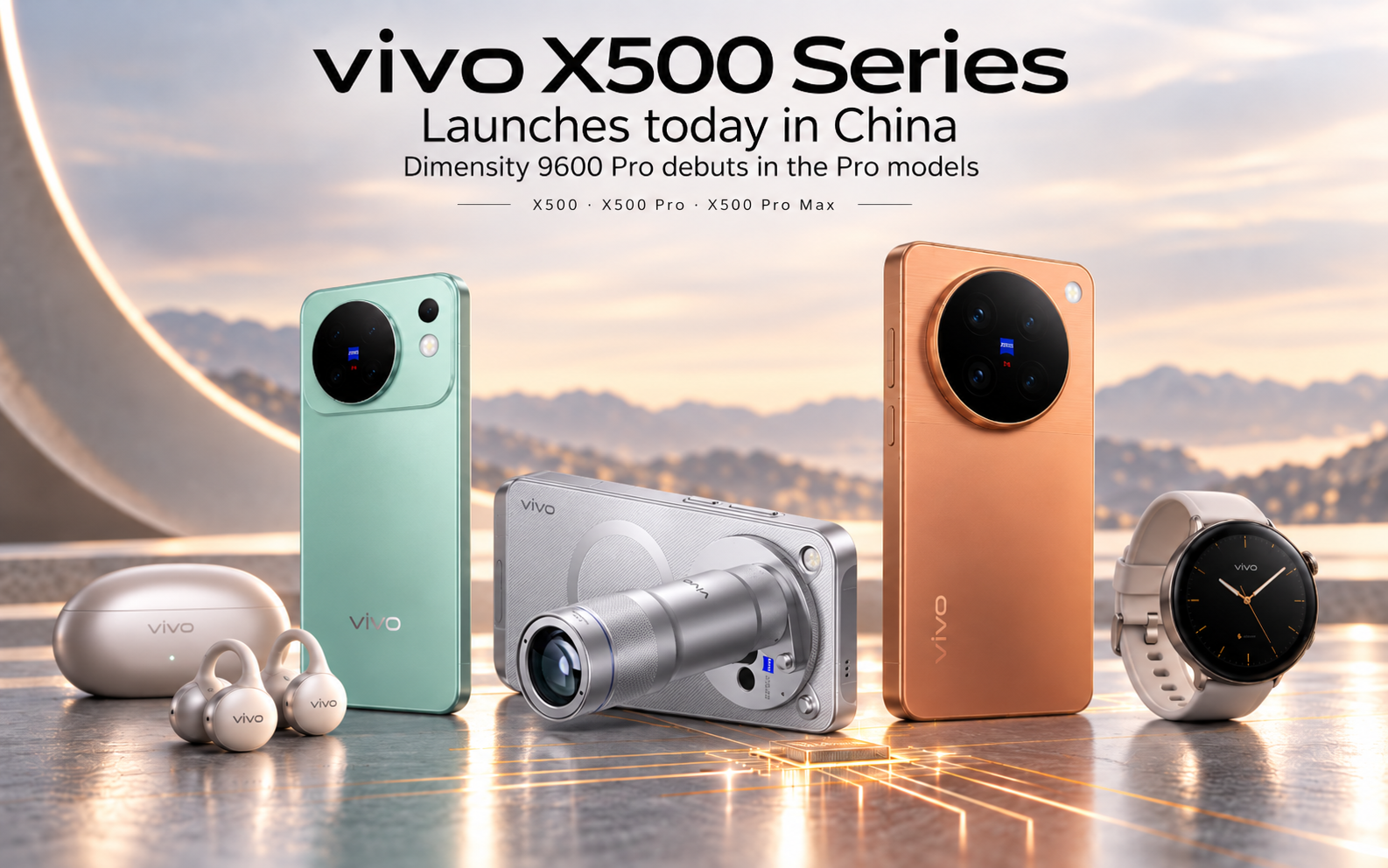 vivo X500, X500 Pro e X500 Pro Max chegam hoje com o primeiro chip a 2 nm da MediaTek